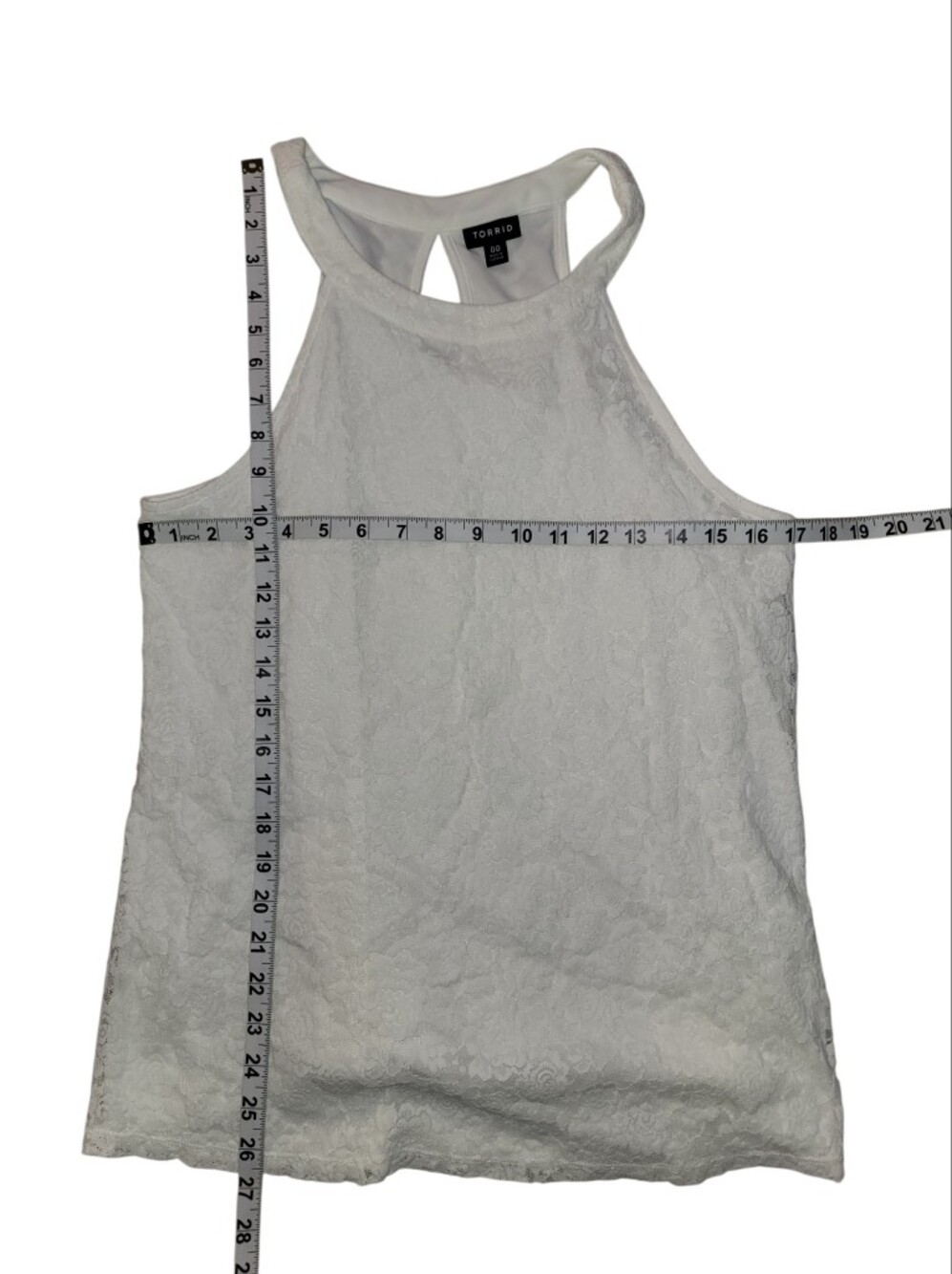 Torrid White Lace Goddess High Neck Tank Top Size 00/10 - Picture 5 of 6